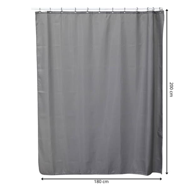 Grått duschdraperi med diamanter, höjd 200 cm