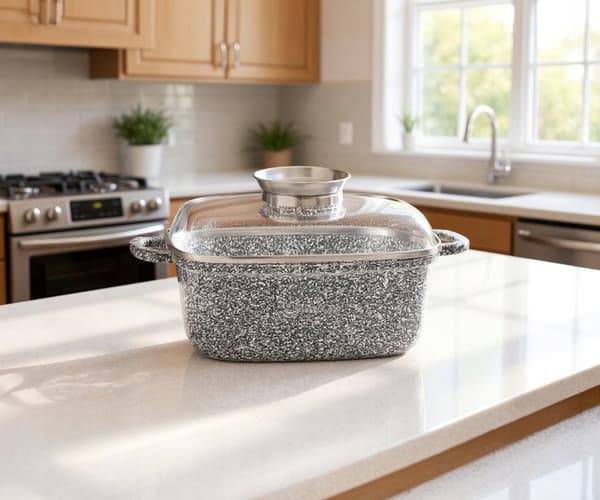 Fyrkantig kruka 26 cm. Granit Masterpan MP-2109 med lock