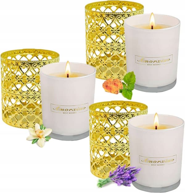 Aromaterapi doftljus 3 st sojavax lavendel vanilj bärnsten