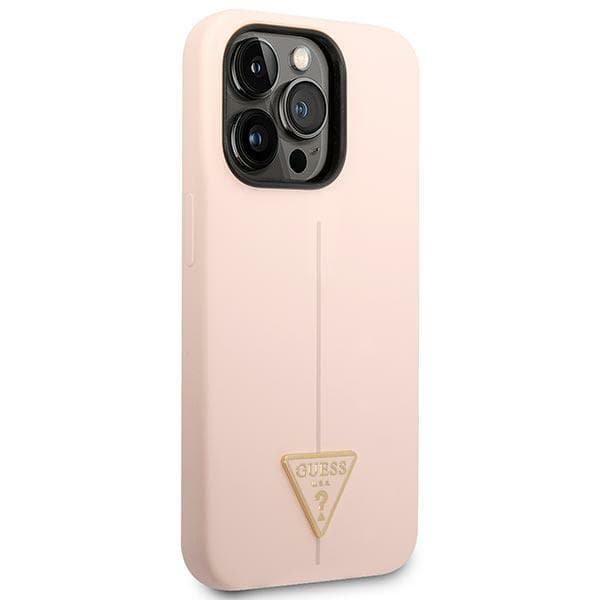Guess Silikone Trekantet Logo Etui til iPhone 14 Pro Max, Pink