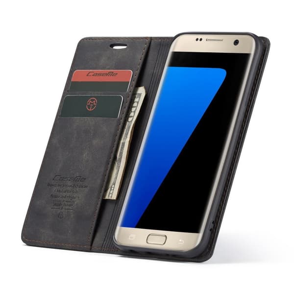CASEME cover til Samsung Galaxy S7 Edge, læderpung, sort