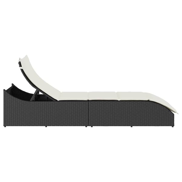 vidaXL foldbar liggestol med hynde og opbevaring sort polyrattan