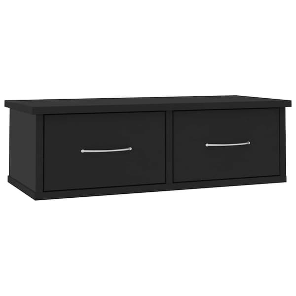 vidaXL vægreol med skuffer sort 60x26x18,5 cm spånplade