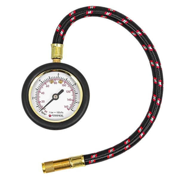 Manometer, tryckmätare, däcktrycksindikator, flexibel slang 0-11 bar