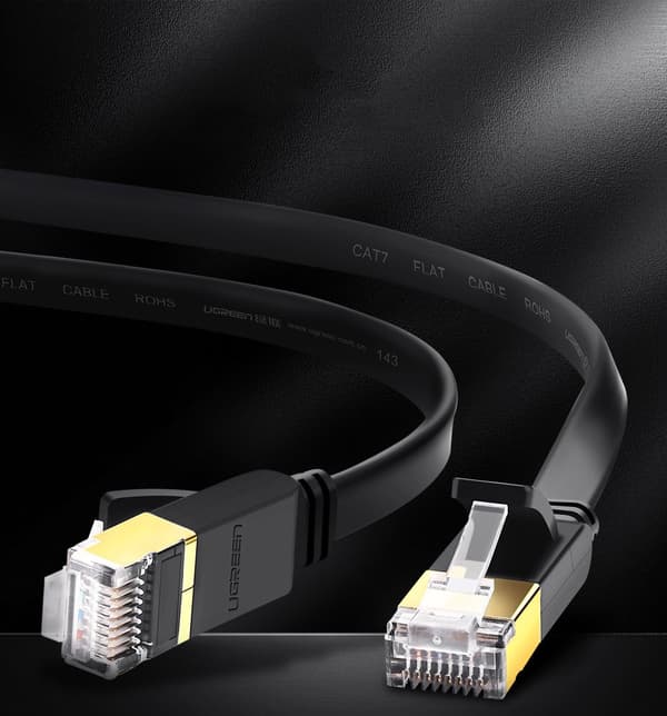 Platt patchkabel LAN STP RJ45 Cat 7 10Gbps 3m svart