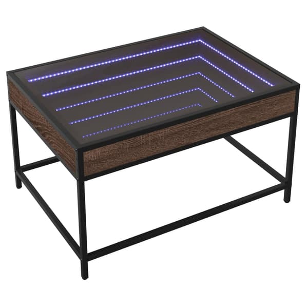 vidaXL Infinity sofabord med LED-lys brunt egetræ 70x50x41 cm