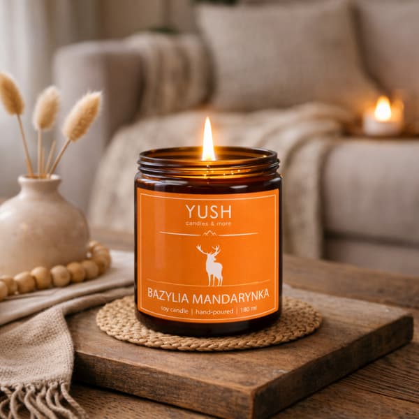 Basil Mandarin - Duftlys med soja, basil og mandarin - YUSH - 180ml