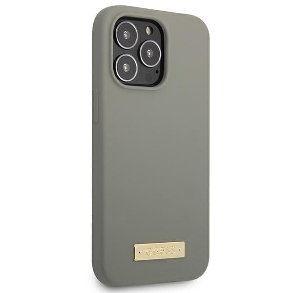 Guess Silikone Logo Plade MagSafe-etui til iPhone 13 Pro / 13, Grå