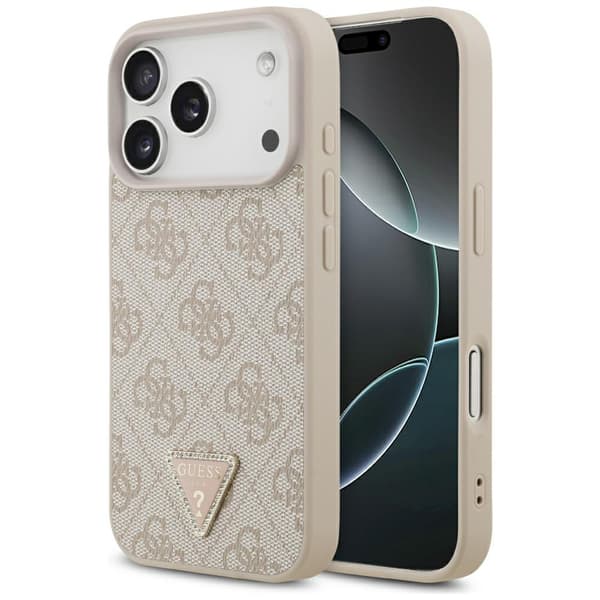 Guess Læder 4G Triangle Strass MagSafe-etui til iPhone 17 Pro - Lyserødt