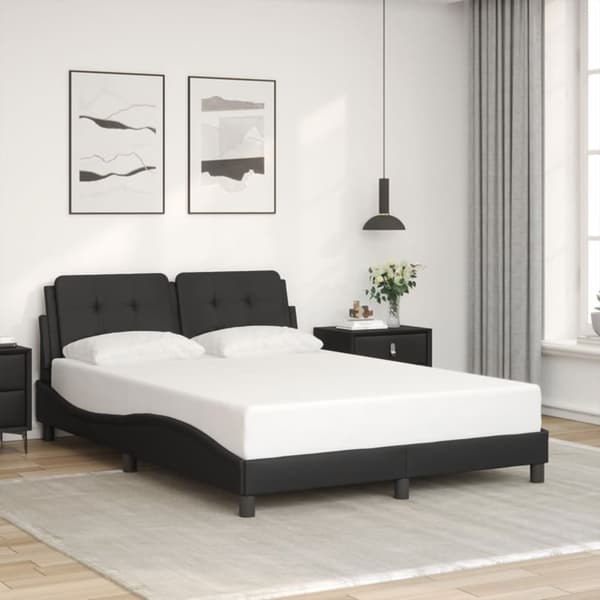 vidaXL sengestel med LED sort 140x190 cm kunstlæder