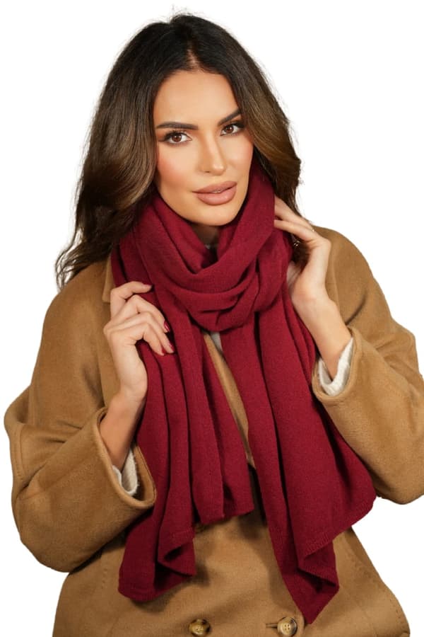 SCARF*01 dam vinter vinröd färg