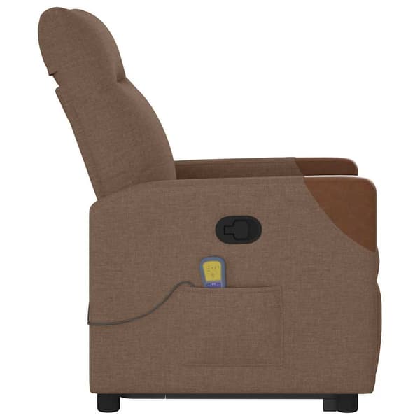 vidaXL Lyftbar massagefåtölj, brun, tygklädsel