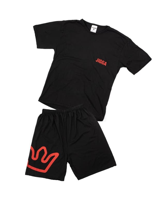 Jigga Wear Simple Crown Herre Bomuldspyjamas Sort M