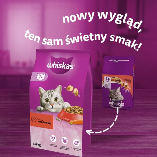 Whiskas 1+ Tørfoder til katte med oksekød 1,4 kg 1 stk.
