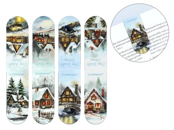 Carmani, set med 4 magnetiska bokmärken - vinter
