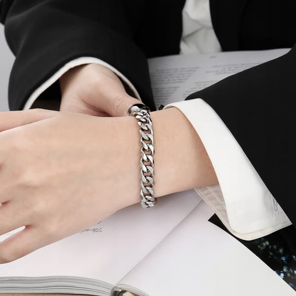 TYKT ARMBÅND Sølv Herrearmbånd med rustning ELEGANT + GRATIS