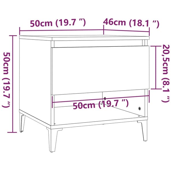 vidaXL sidebord, sort, 50x46x50 cm