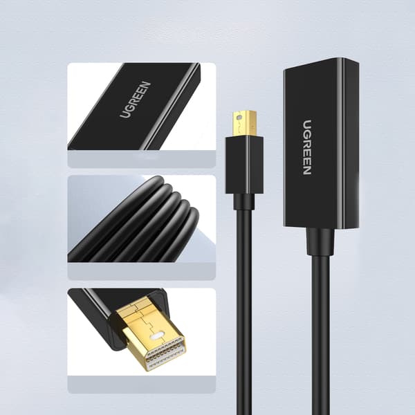 Mini DP DisplayPort til HDMI 4K kabeladapter sort