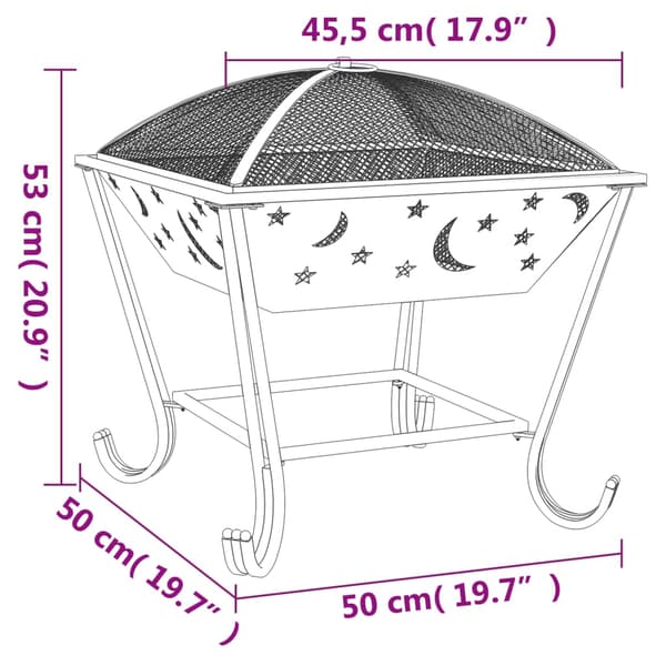 vidaXL Eldstad med eldstad, 50 cm, XXL, stål
