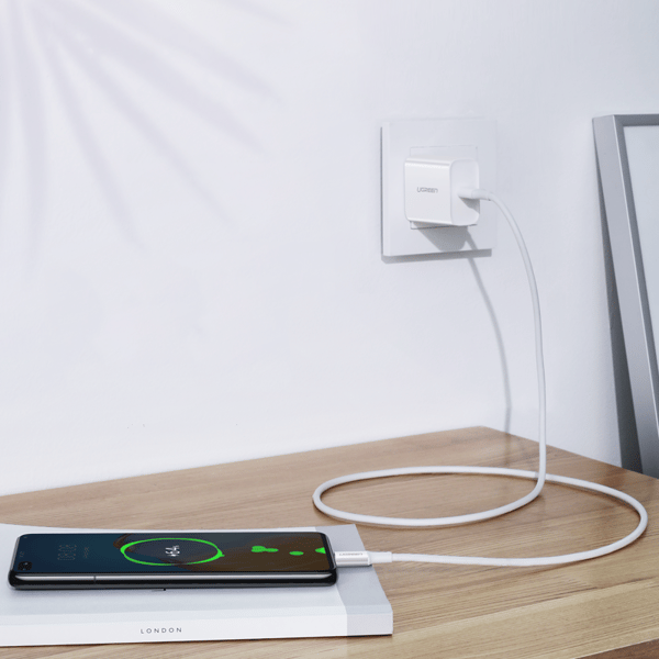 USB-C 5A snabbladdningskabel PD QC 2m Vit