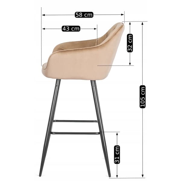 Klädd barstol SALEM beige sammet modern loft