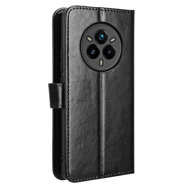 Realme 14 Pro 5G Flip-etui, Crazy Horse-pung, sort