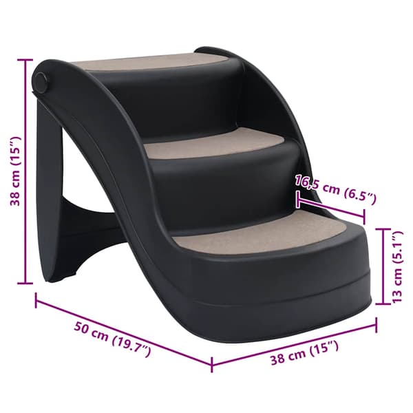vidaXL foldbar hundetrappe med 3 trin, sort
