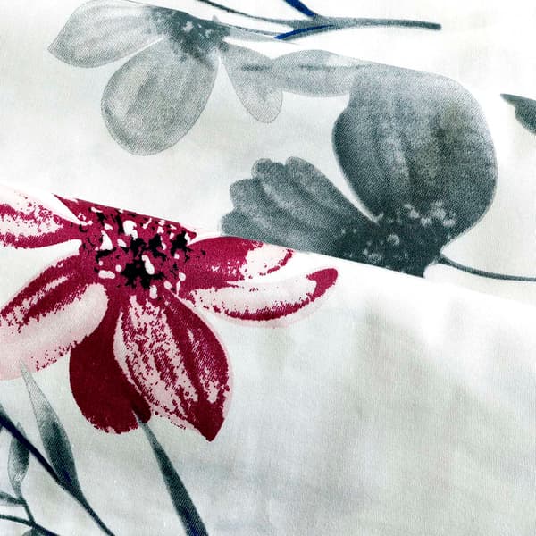 Bomullssängkläder 140x200 satin BOMULL blommor i lila och grått