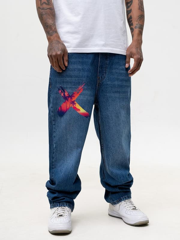 Point X Vice Mönstrade Baggy Jeans M