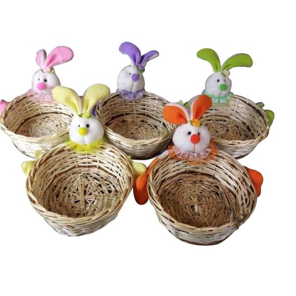 Kurv med harehoved i 5 farver 22x16 cm