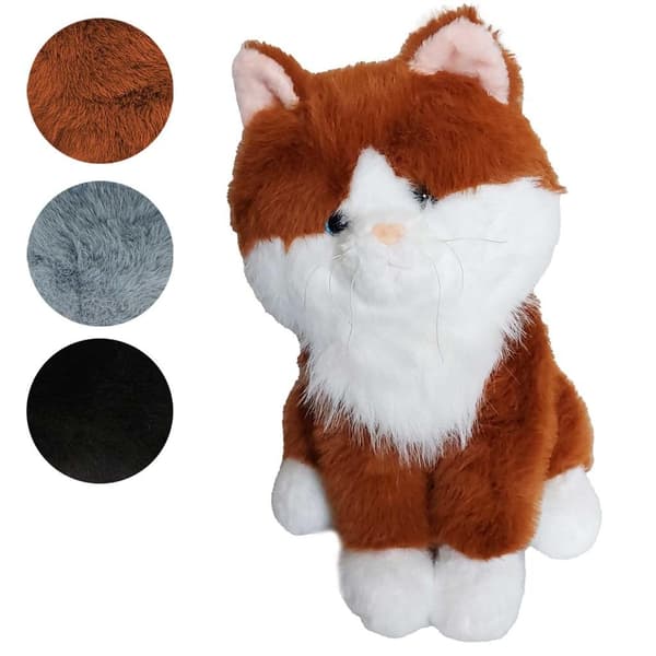 Plys siddende kat 35 cm mix
