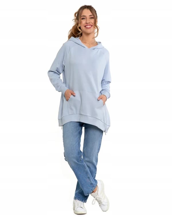 Damesweatshirt med hætte Bomuld Moderigtig Oversize Blød MORAJ S BLÅ