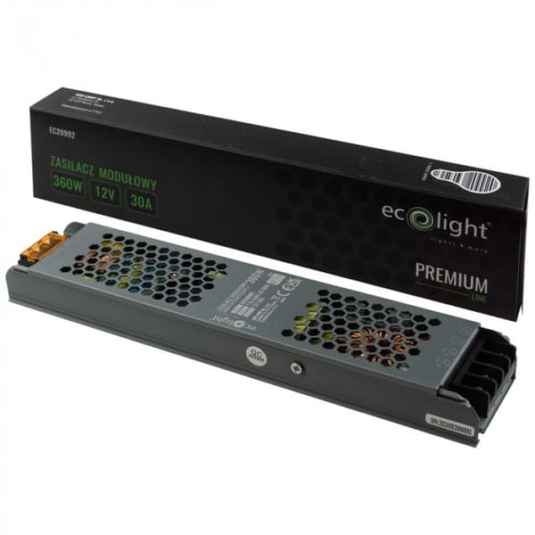 Modulär strömförsörjning för LED Slim PREMIUM 360W 12V 30A Ecolight-transformator