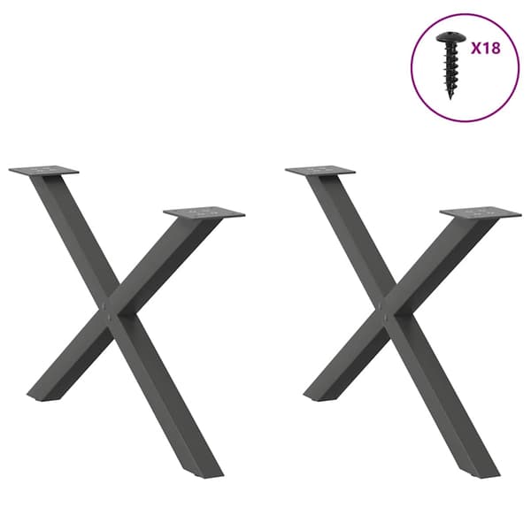 vidaXL X-formade soffbordsben 2 st antracit