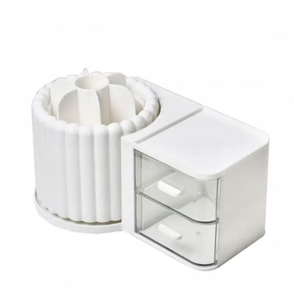 Organizer til tilbehør, kosmetik, rillet, roterende, hvid CB58