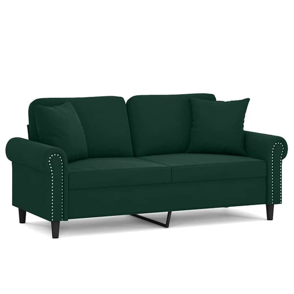 vidaXL 2-sitssoffa med kuddar, mörkgrön, 140 cm, sammet