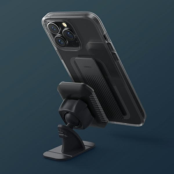 UNIQ Heldro -kotelo jalustalla iPhone 14 Prolle, harmaa