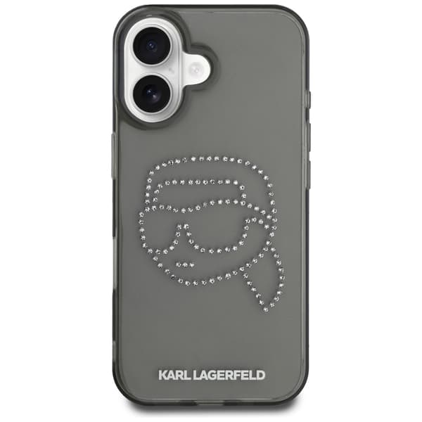Karl Lagerfeld IML Rhinestones Karl Head-etui til iPhone 16, sort