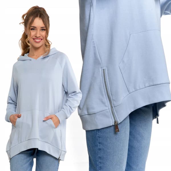 Damesweatshirt med hætte Bomuld Moderigtig Oversize Blød MORAJ S BLÅ