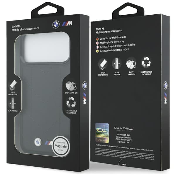 BMW M Quiltet Logo MagSafe-cover til iPhone 17 Pro Max, sort