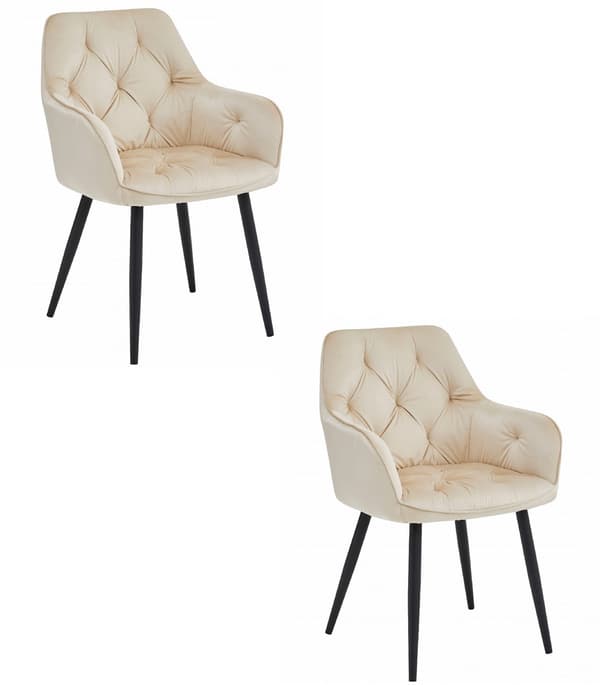 JORK stol - beige velour / sorte ben x 2