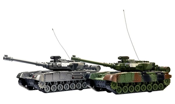 Fjernstyret militærtank, lys og lyd, grøn camouflage