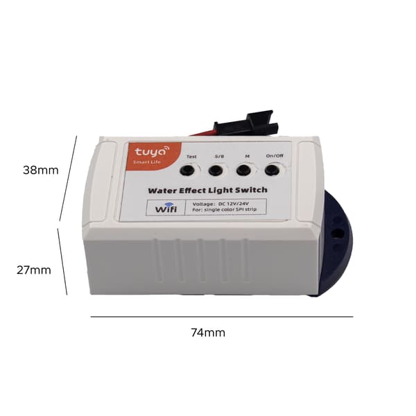 Controller til ensfarvede LED-strimler med flow via WiFi Tuya 12-24VDC
