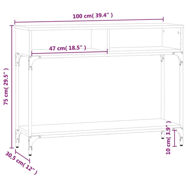 vidaXL konsolbord, sort, 100x30,5x75 cm