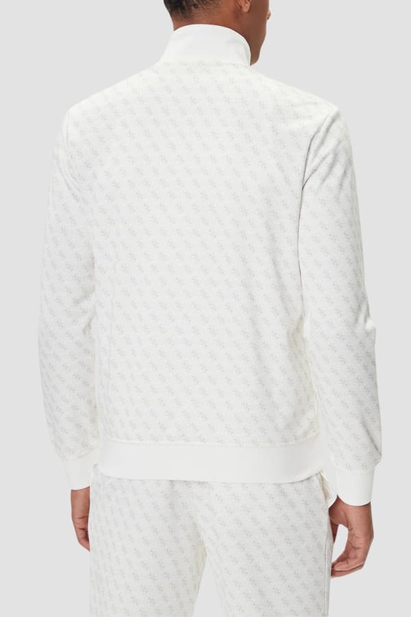Guess Vit Herrtröja Med Dragkedja Och Monogram Korbin M