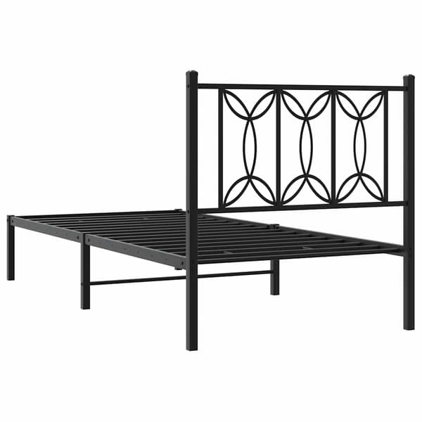 vidaXL metalsengestel med hovedgærde sort 90x190 cm