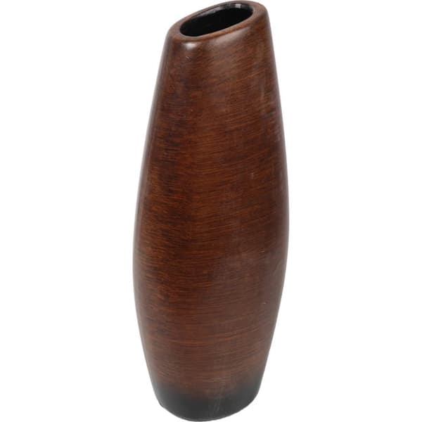 Hög brun keramikvas 10x7x26 cm
