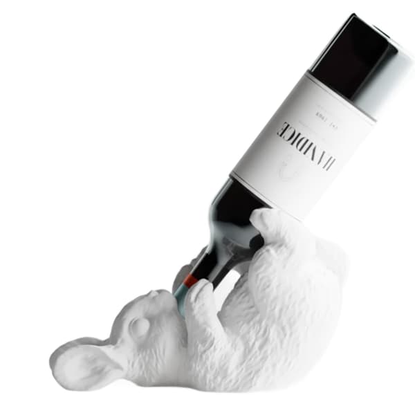 Viiniteline kani valkoinen pulloteline 3D-pöytäkoriste