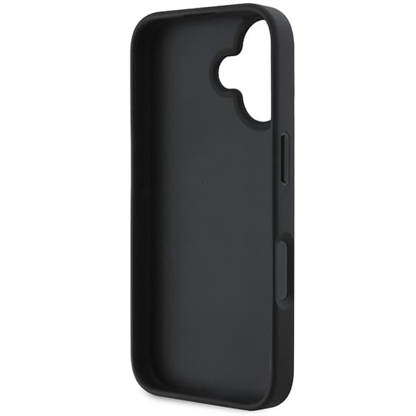 DKNY cover med ternet mønster og trykte striber til iPhone 16, sort