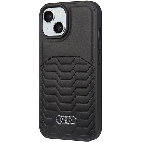 Audi MagSafe-etui i kunstlæder til iPhone 15 Plus, sort